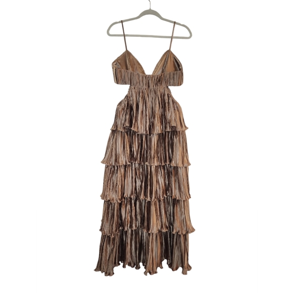 BHLDN Anthropoligie by Carly Cushnie Brenna Tiered Pleated Cutout Midi D… - Picture 11 of 11
